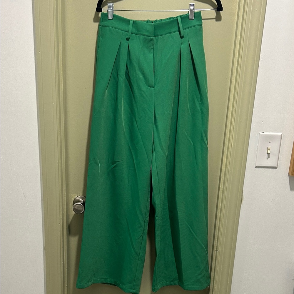 Green Wide-Leg Pants